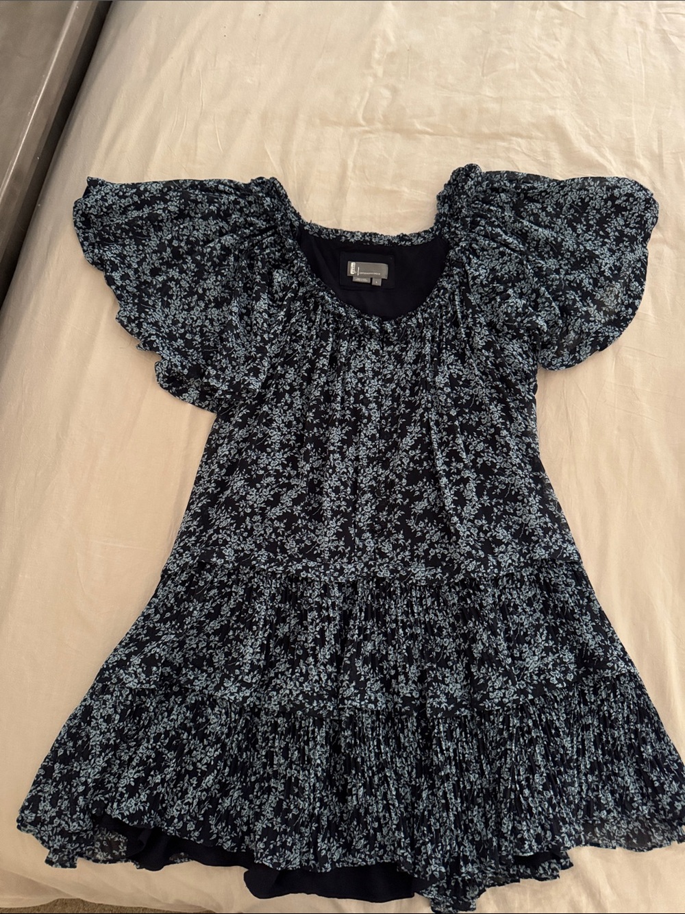 Anthropologie Blue Floral Tiered Peasant Dress